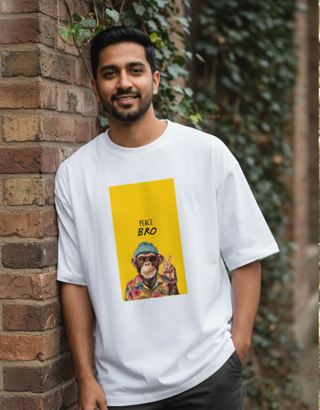 Unisex Peace Monkey Oversized Tee