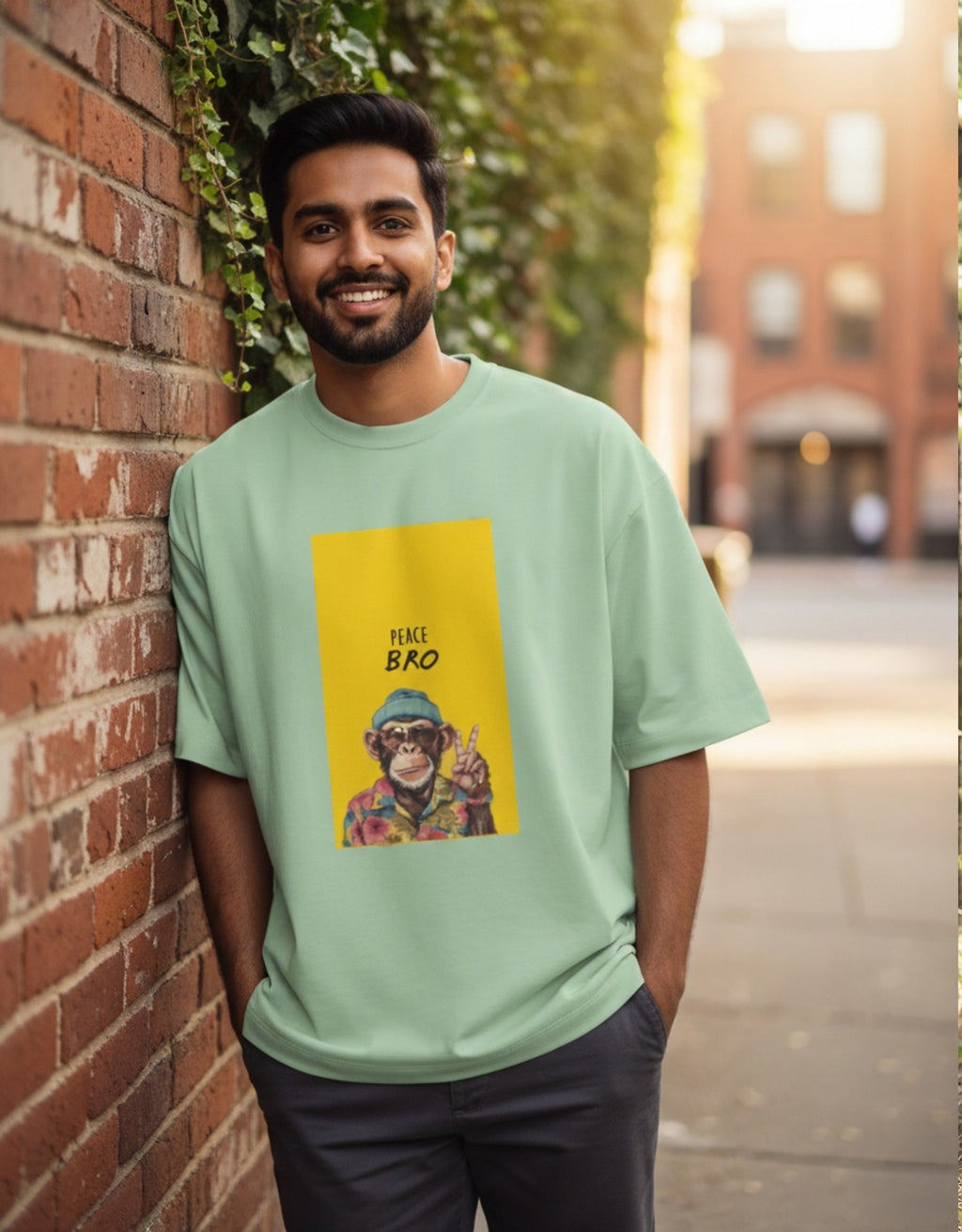 Unisex Peace Monkey Oversized Tee