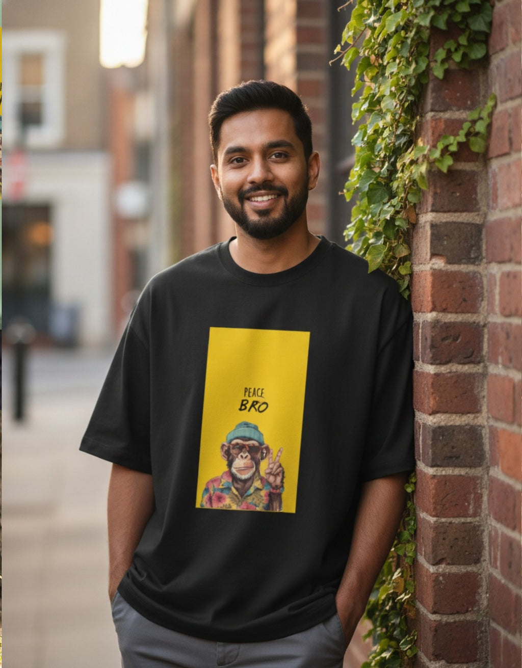 Unisex Peace Monkey Oversized Tee