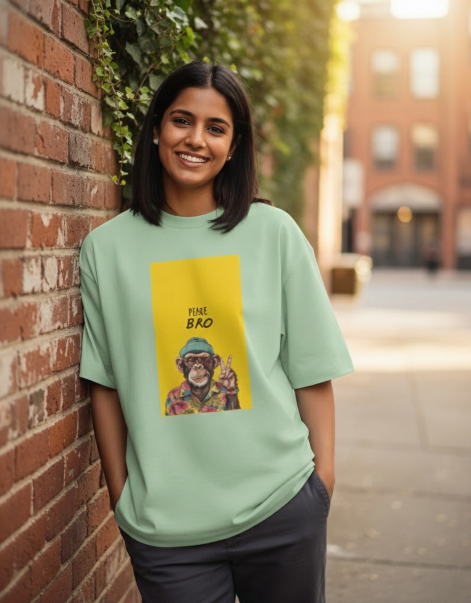 Unisex Peace Monkey Oversized Tee